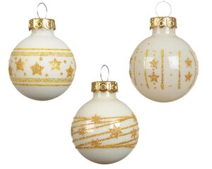 Decoris Kerstballen glas - wolwit - Ø 3 cm - afbeelding 2