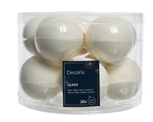 Decoris Kerstballen glas - wolwit - Ø 6 cm