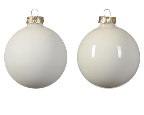 Decoris glazen kerstballen wolwit – diameter 7 cm - afbeelding 2