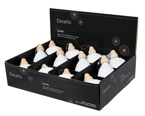 Decoris Kerstballen glas - wolwit - Ø 8 cm - afbeelding 2