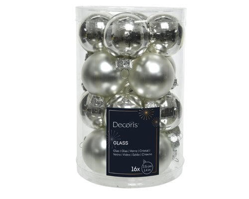 Decoris Kerstballen glas - zilver - Ø 3,5 cm - afbeelding 1