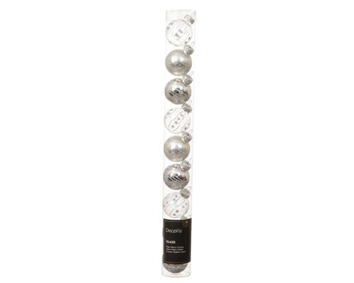 Decoris Kerstballen glas - zilver - Ø 3 cm - afbeelding 1