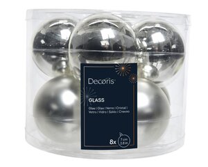 Decoris Kerstballen glas - zilver - Ø 7 cm - afbeelding 1