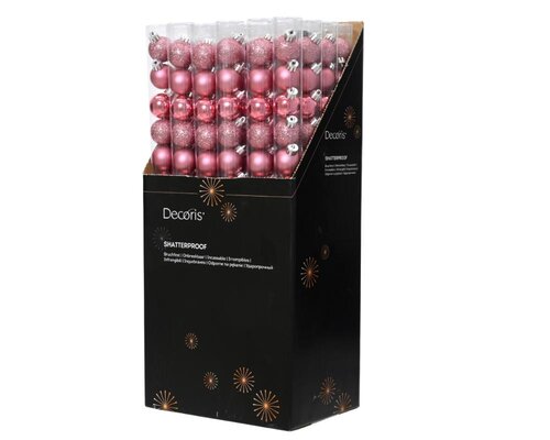Decoris Kerstballen polystyreen - Bloesem roze - Ø 3 cm - afbeelding 3