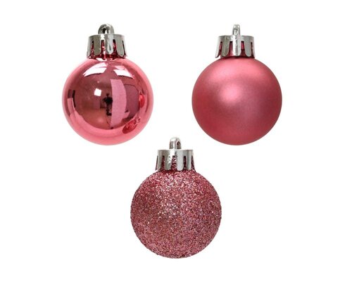 Decoris Kerstballen polystyreen - Bloesem roze - Ø 3 cm - afbeelding 2