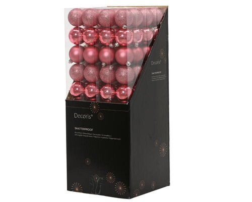 Decoris Kerstballen polystyreen - Bloesem roze - Ø 6 cm - afbeelding 3
