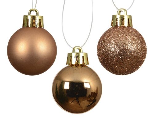 Decoris Kerstballen polystyreen - brandy - Ø 3 cm - afbeelding 2