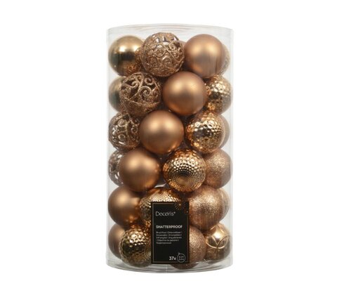 Decoris Kerstballen polystyreen - brandy - Ø 6 cm - afbeelding 1