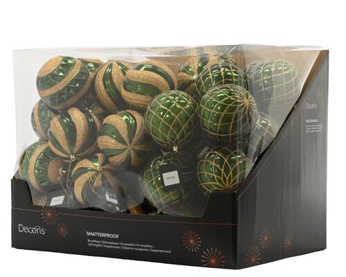 Decoris Kerstballen polystyreen - dennengroen/kleur(en) - Ø 12 cm - afbeelding 2