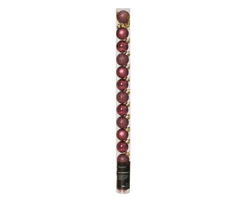 Decoris Kerstballen polystyreen - donker roze - Ø 3 cm - afbeelding 1