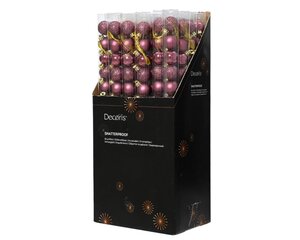 Decoris Kerstballen polystyreen - donker roze - Ø 3 cm - afbeelding 3