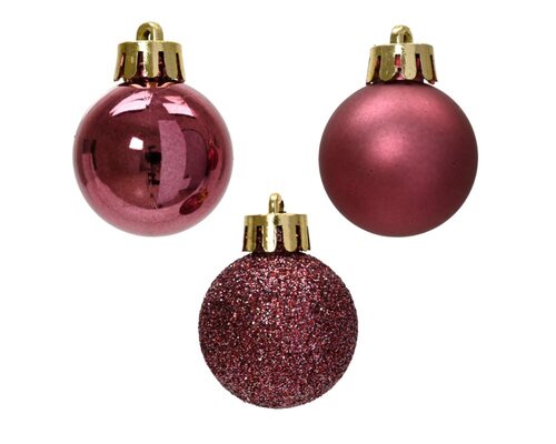 Decoris Kerstballen polystyreen - donker roze - Ø 3 cm - afbeelding 2