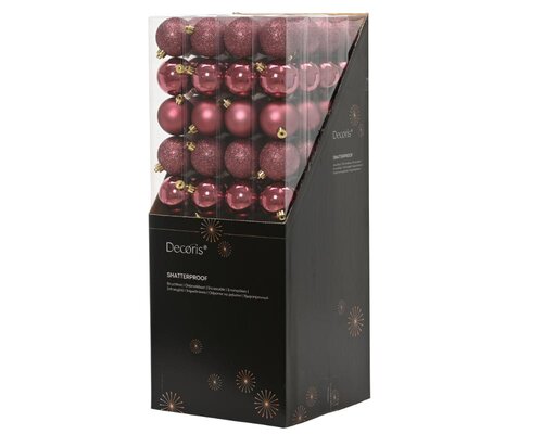 Decoris Kerstballen polystyreen - donker roze - Ø 6 cm - afbeelding 3