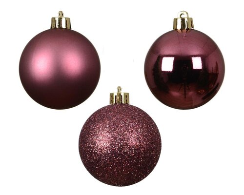 Decoris Kerstballen polystyreen - donker roze - Ø 6 cm - afbeelding 2