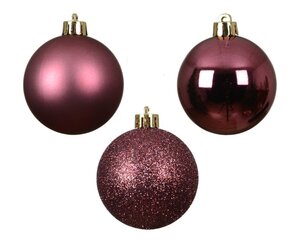 Decoris Kerstballen polystyreen - donker roze - Ø 6 cm - afbeelding 2