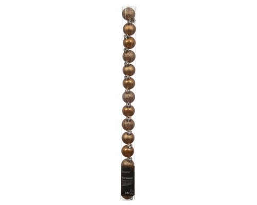 Decoris Kerstballen polystyreen - karamel bruin - Ø 3 cm - afbeelding 1