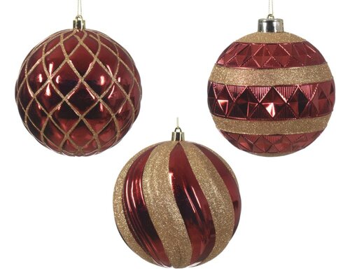 Decoris Kerstballen polystyreen - kerstrood - Ø 12 cm - afbeelding 1