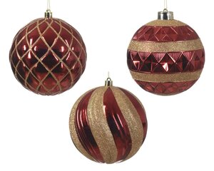 Decoris Kerstballen polystyreen - kerstrood - Ø 12 cm - afbeelding 1