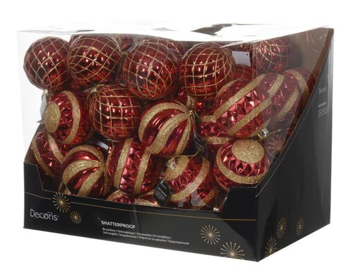 Decoris Kerstballen polystyreen - kerstrood - Ø 12 cm - afbeelding 2