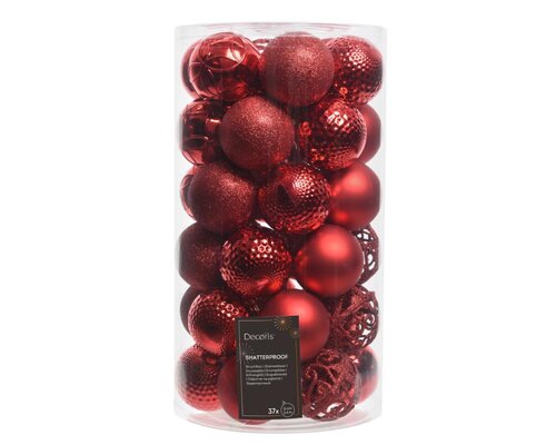 Decoris Kerstballen polystyreen - kerstrood - Ø 6 cm - afbeelding 1
