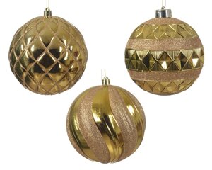 Decoris Kerstballen polystyreen - licht goud - 12 × 12 × 12 cm - afbeelding 1