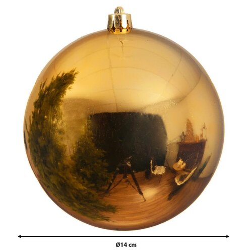Decoris kerstballen van polystyreen licht goud – diameter 14 cm - afbeelding 3