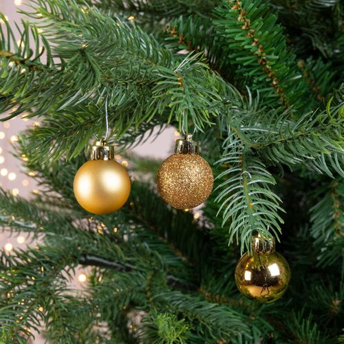 Decoris kerstballen van polystyreen licht goud – diameter 3 cm - afbeelding 2