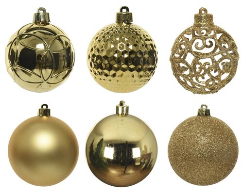 Decoris Kerstballen polystyreen - licht goud - Ø 6 cm - afbeelding 3