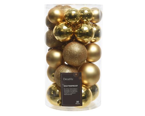 Decoris kerstballen van polystyreen licht goud – diameter 6 cm - afbeelding 1