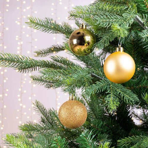 Decoris kerstballen van polystyreen licht goud – diameter 6 cm - afbeelding 2