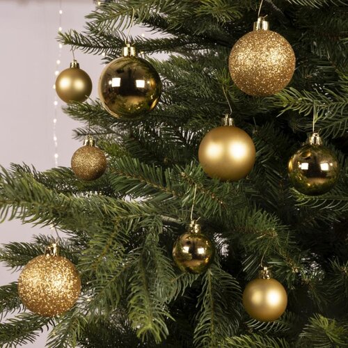 Decoris kerstballen van polystyreen licht goud – diameter 6 cm - afbeelding 2