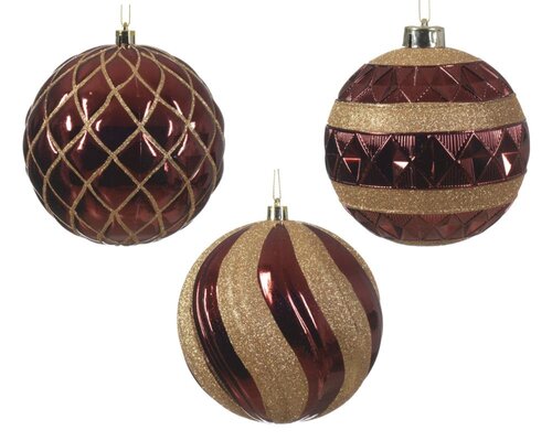 Decoris Kerstballen polystyreen - ossenbloed - 12 × 12 × 12 cm - afbeelding 1