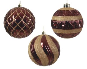 Decoris Kerstballen polystyreen - ossenbloed - 12 × 12 × 12 cm - afbeelding 1
