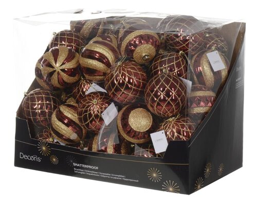 Decoris Kerstballen polystyreen - ossenbloed - 12 × 12 × 12 cm - afbeelding 2