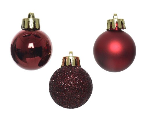 Decoris Kerstballen polystyreen - ossenbloed - Ø 3 cm - afbeelding 2