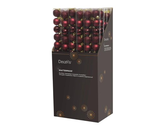 Decoris Kerstballen polystyreen - ossenbloed - Ø 3 cm - afbeelding 3