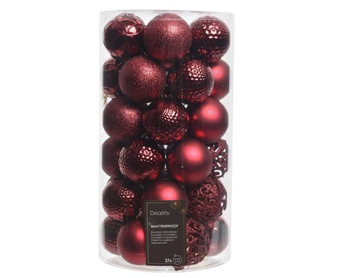 Decoris Kerstballen polystyreen - ossenbloed - Ø 6 cm - afbeelding 1