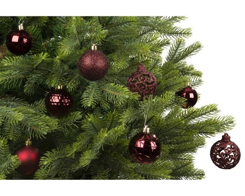 Decoris Kerstballen polystyreen - ossenbloed - Ø 6 cm - afbeelding 2