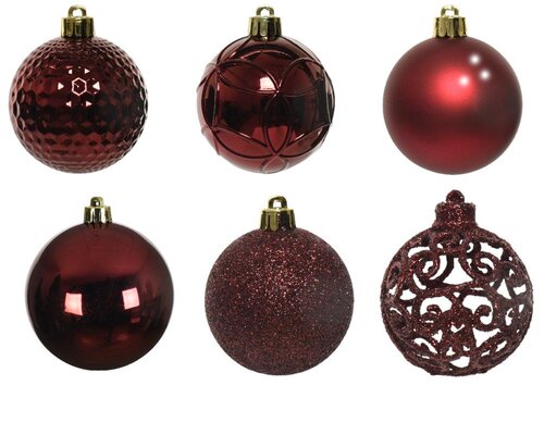 Decoris Kerstballen polystyreen - ossenbloed - Ø 6 cm - afbeelding 3