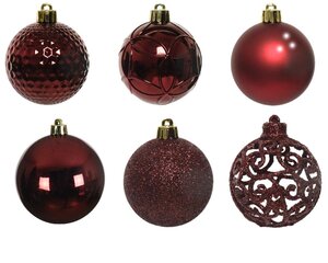 Decoris Kerstballen polystyreen - ossenbloed - Ø 6 cm - afbeelding 3