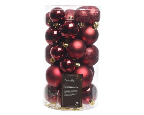 Decoris kerstballen van polystyreen ossenbloed – diameter 6 cm - afbeelding 1