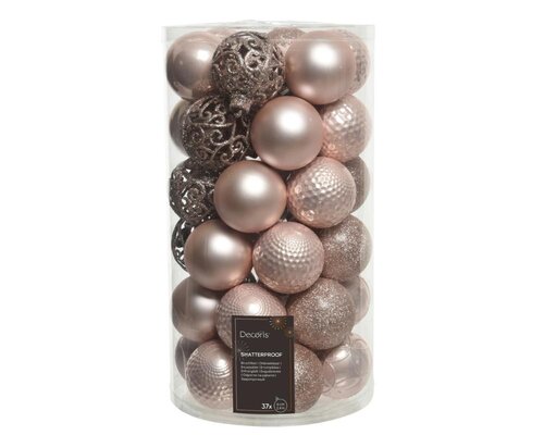 Decoris Kerstballen polystyreen - poederroze - Ø 6 cm - afbeelding 1