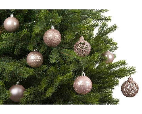 Decoris Kerstballen polystyreen - poederroze - Ø 6 cm - afbeelding 2