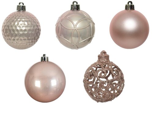 Decoris Kerstballen polystyreen - poederroze - Ø 6 cm - afbeelding 3