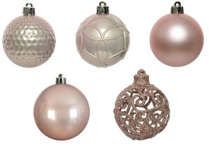 Decoris Kerstballen polystyreen - poederroze - Ø 6 cm - afbeelding 3