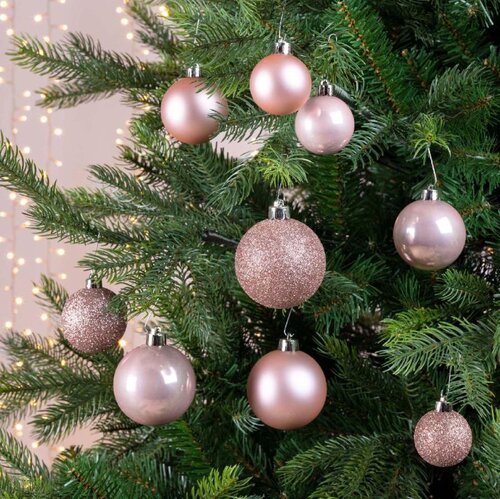 Decoris kerstballen van polystyreen poederroze – diameter 6 cm - afbeelding 2
