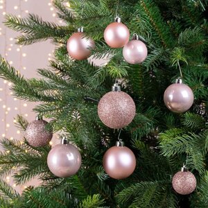Decoris kerstballen van polystyreen poederroze – diameter 6 cm - afbeelding 2