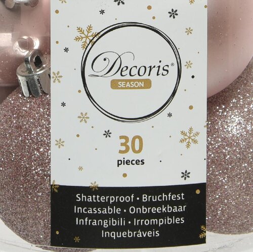 Decoris kerstballen van polystyreen poederroze – diameter 6 cm - afbeelding 4