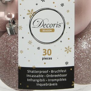 Decoris kerstballen van polystyreen poederroze – diameter 6 cm - afbeelding 4