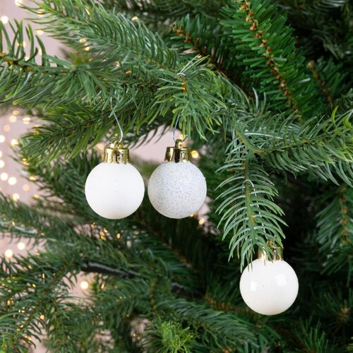 Decoris Kerstballen polystyreen - wolwit - Ø 3 cm - afbeelding 2